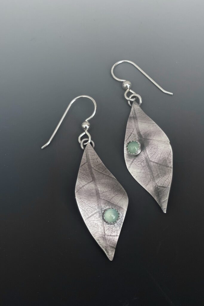 Leaf-earrings-with-Chrysoprase-by-Marj-Moses-1-scaled