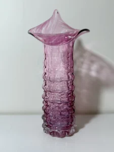 hand-crafted purple blown glass vase