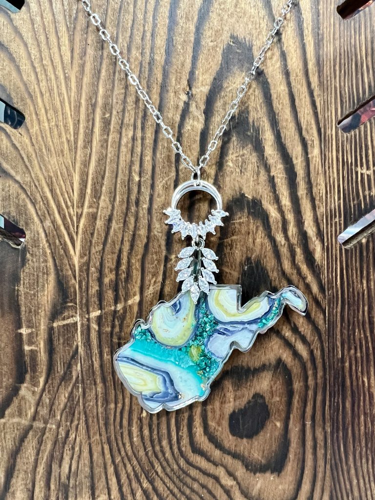 custom west virginia state shaped necklace