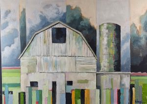 west virginia farmhouse painting with lines